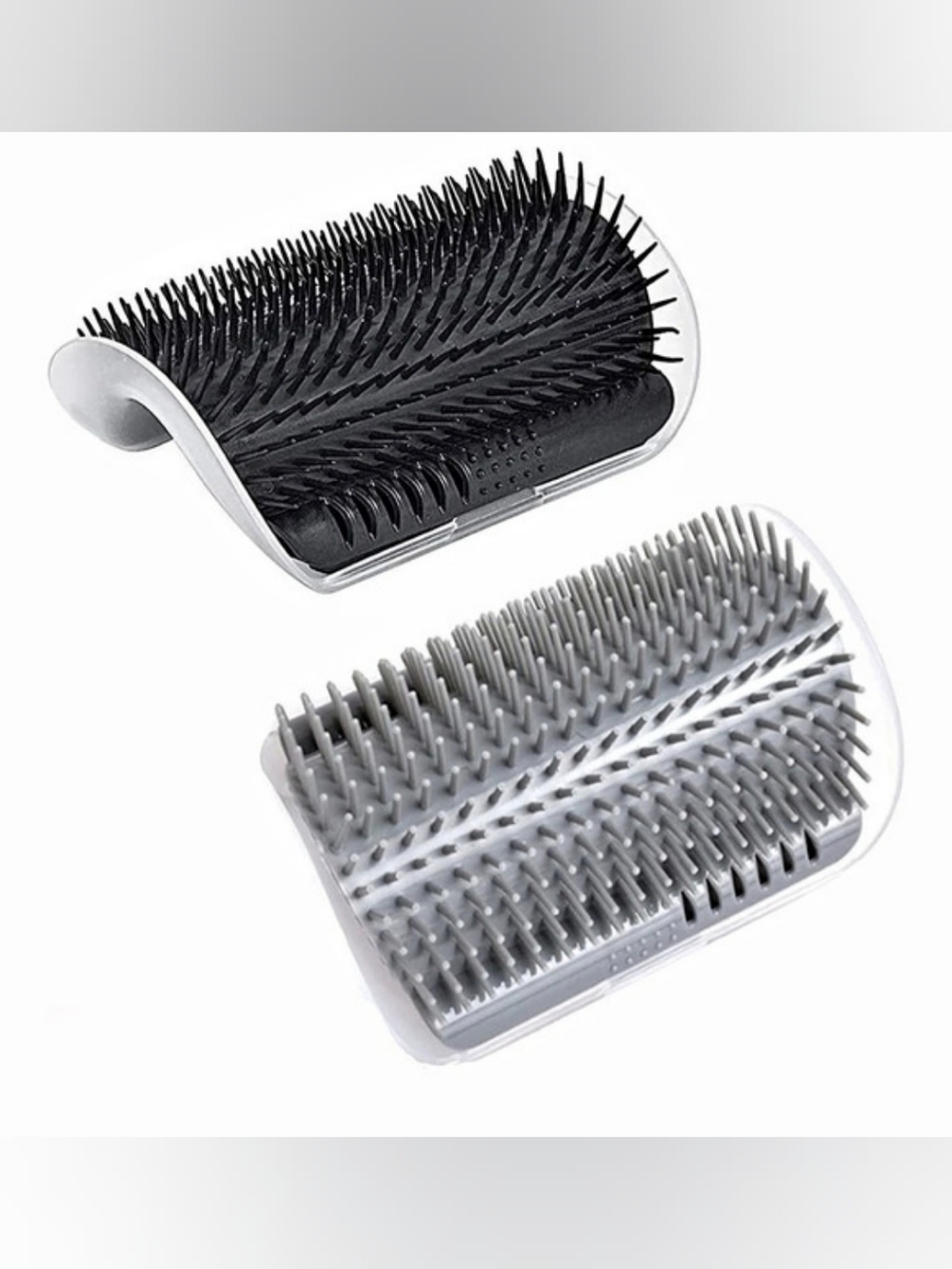 New Set Of 2 Cat Corner Self Groomer Brush, Gray & Black